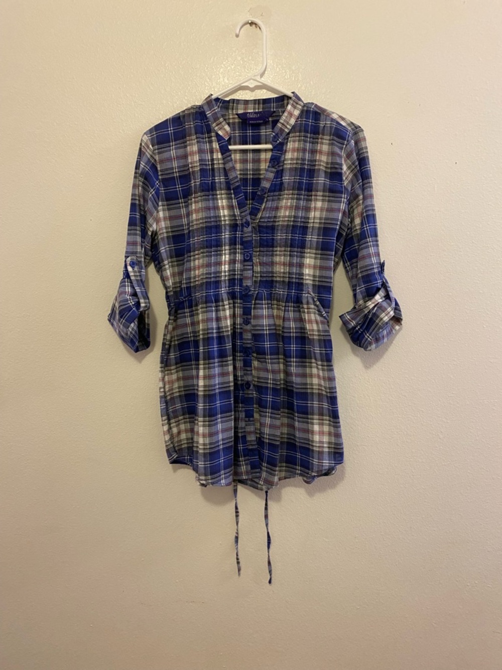 Miley Cyrus & Max Azria Blue Plaid Button-Up Shirt
